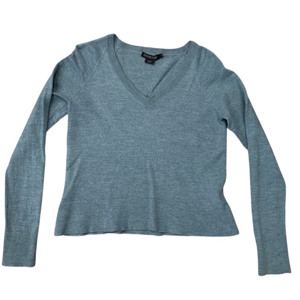 Pendleton V-Neck Long Sleeve Sweater Blue Women's Size Medium